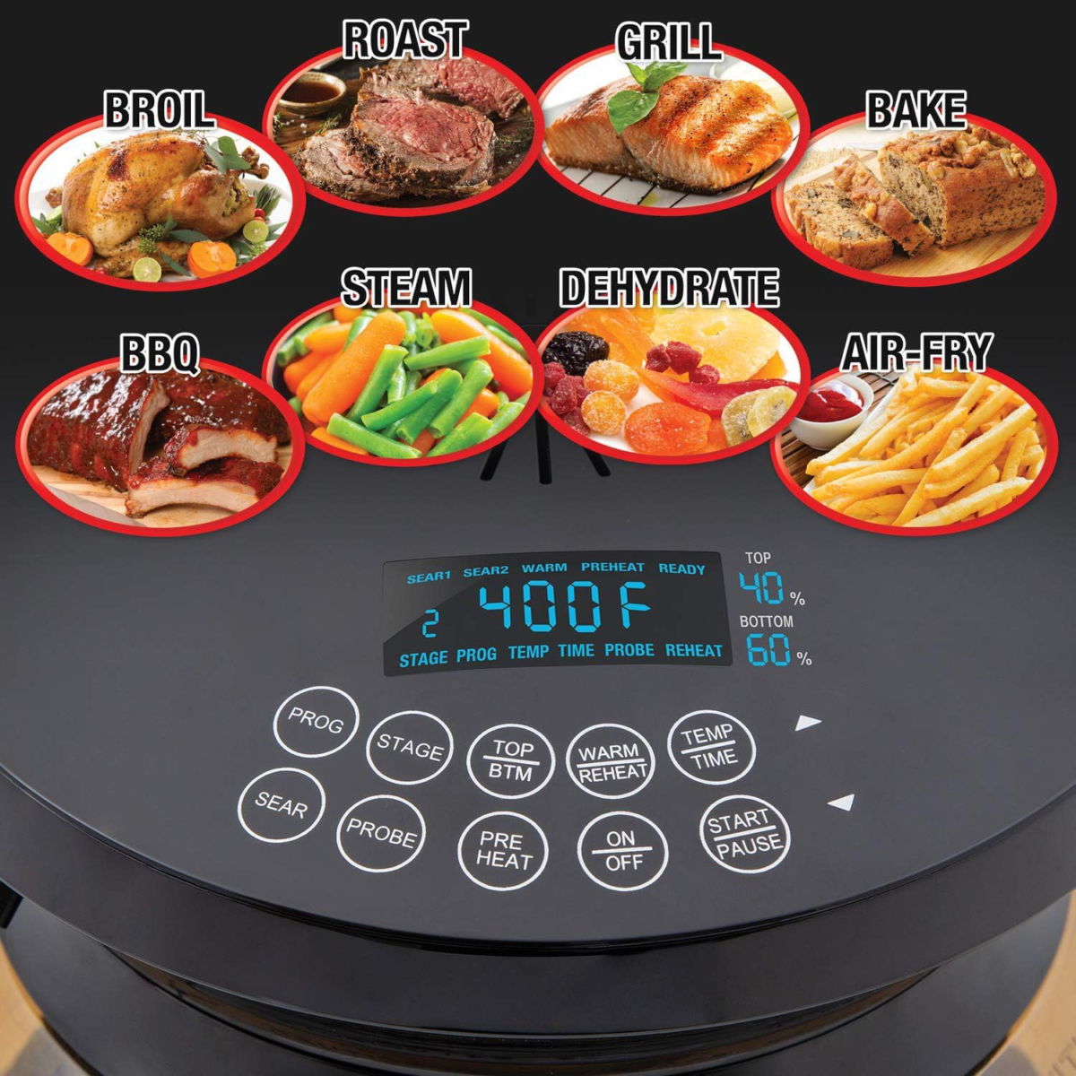 Primo Grill Oven PFAS Free Countertop Oven with Convection Top & Grill Bottom, Smart Thermometer, Perfect for Cooking Frozen or Fresh with Surround Heat for Flawless Results - Image 2