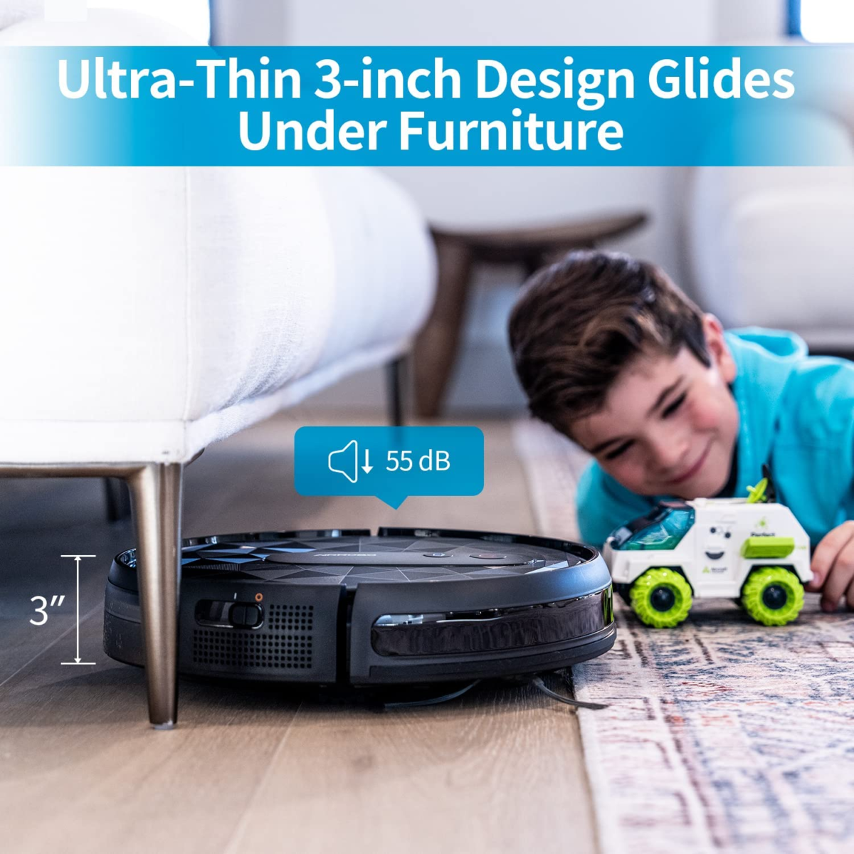 Robot Vacuum Cleaner with 2800Pa Suction Power, App Control, 120 Mins Runtime, Self-Charging Robotic Vacuum Cleaner for Low Carpet, Pet Hair, Hard Floors, P20 - Image 4