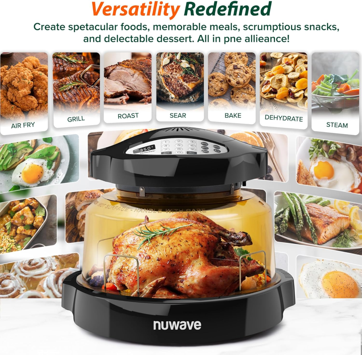 Pro plus 2 Infra-Red Oven, Countertop, Convection, Cook Fresh or Frozen, No Defrosting or Preheating, Cook Healthy, 360 Surround Heat, Adjustable Temps, 100 Presets, 50 Memory, Tough Power Dome - Image 3