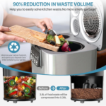 Electric Composter for Kitchen Indoor: 3.8L Large Capacity Odorless Composter Kitchen Counter, Smart Auto Garbage Disposal Home Compost Machine with Timer Display, Turn Waste to Pre-Compost for Plants - Image 2