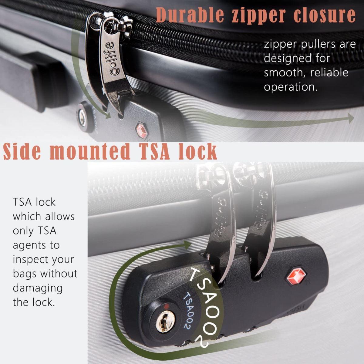 Luggage Expandable Suitcase PC+ABS 3 Piece Set with TSA Lock Spinner 20In24In28In - Image 5