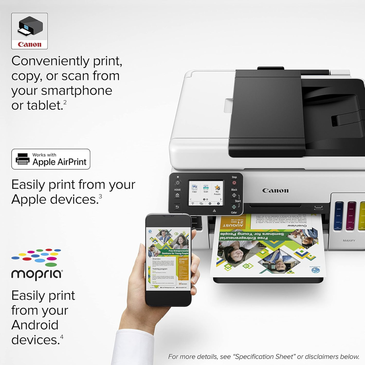 GX6021 All-In-One Wireless Supertank Printer-For Businesses [Print, Copy, Scan and ADF], White - Image 4