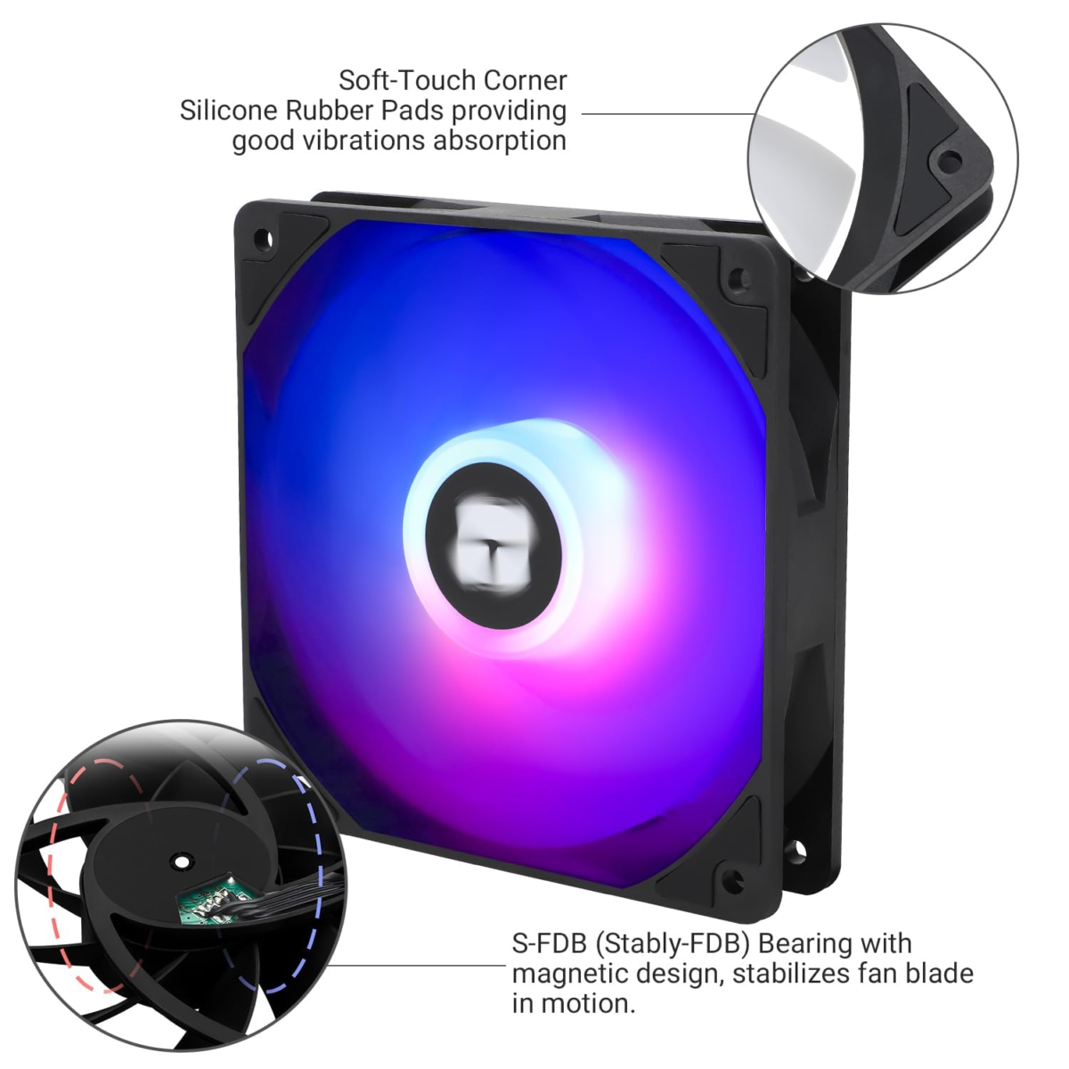 TL-C12C-S X3 CPU Fan 120Mm ARGB Case Cooler Fan, 4Pin PWM Silent Computer with S-FDB Bearing Included, up to 1550RPM Cooling Fan（3 Quantities） - Image 6