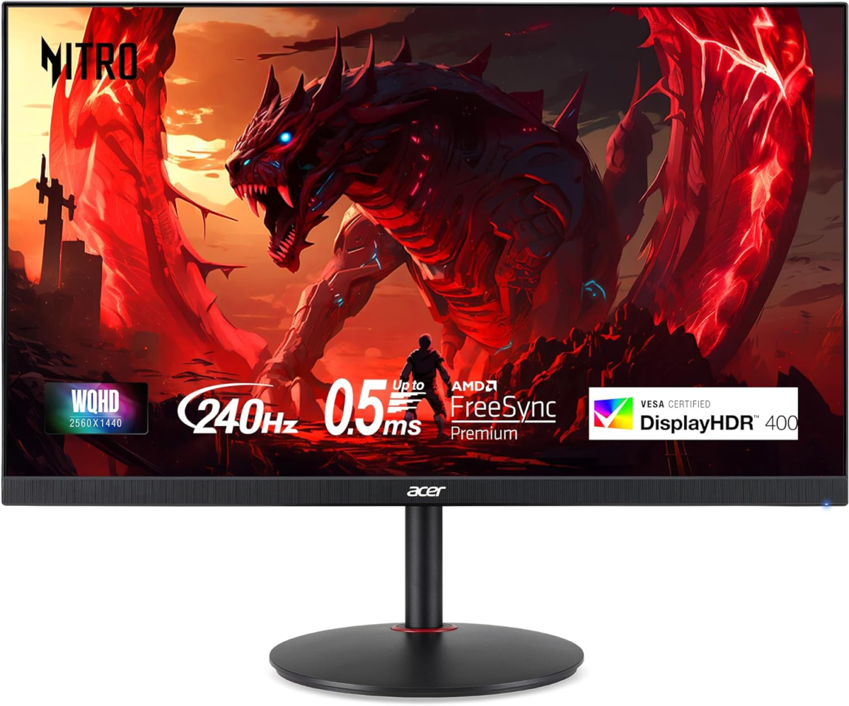 Nitro 27" WQHD 2560 X 1440 PC Gaming IPS Monitor | AMD Freesync Premium | up to 240Hz Refresh | up to 0.5Ms | Displayhdr 400 | Srgb 99% | 1 X Display Port 1.4 & 2 X HDMI 2.1 | XV272U W2Bmiiprx - Image 1