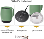 Nextmug - Temperature-Controlled, Self-Heating Coffee Mug (Sage - 14 Oz.) - Image 3
