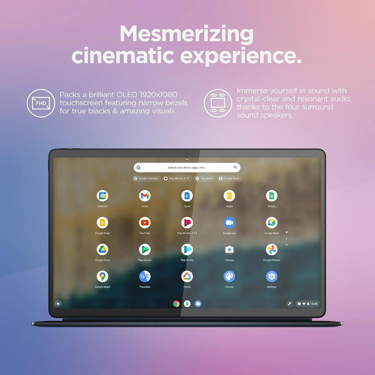 Chromebook Duet 5 2-In-1 Tablet Laptop W/Detachable Keyboard (13.3" FHD OLED Touchscreen, 8-Core Qualcomm CPU, 4GB RAM, 128GB Emmc) IST Stylus, Wi-Fi, 8MP Webcam, Chrome OS, Abyss Blue, 2024 - Image 3