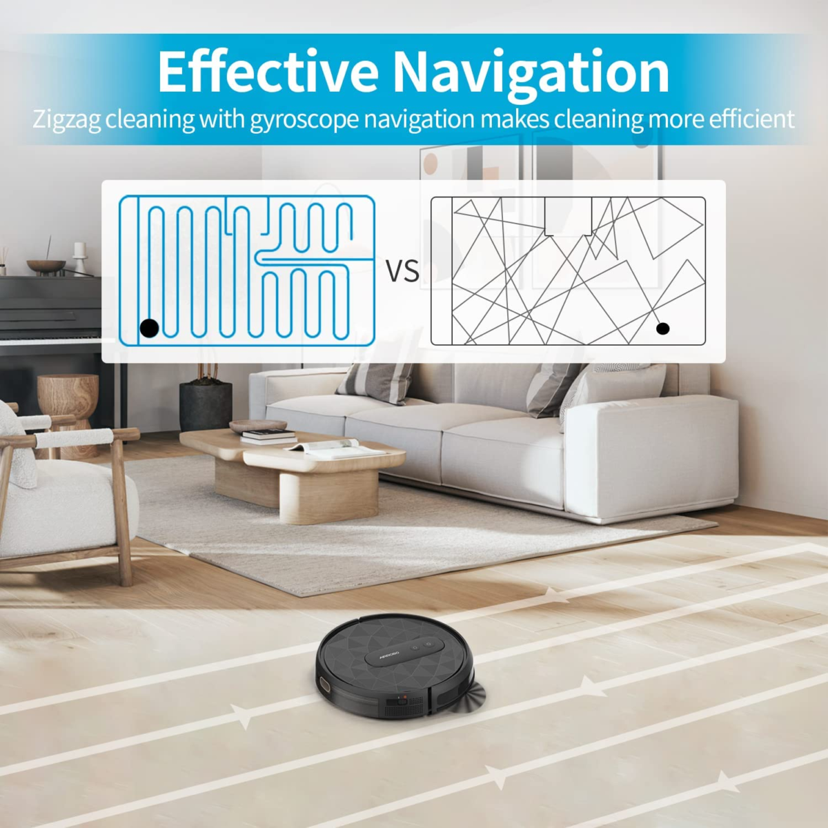 Robot Vacuum Cleaner with 2800Pa Suction Power, App Control, 120 Mins Runtime, Self-Charging Robotic Vacuum Cleaner for Low Carpet, Pet Hair, Hard Floors, P20 - Image 7