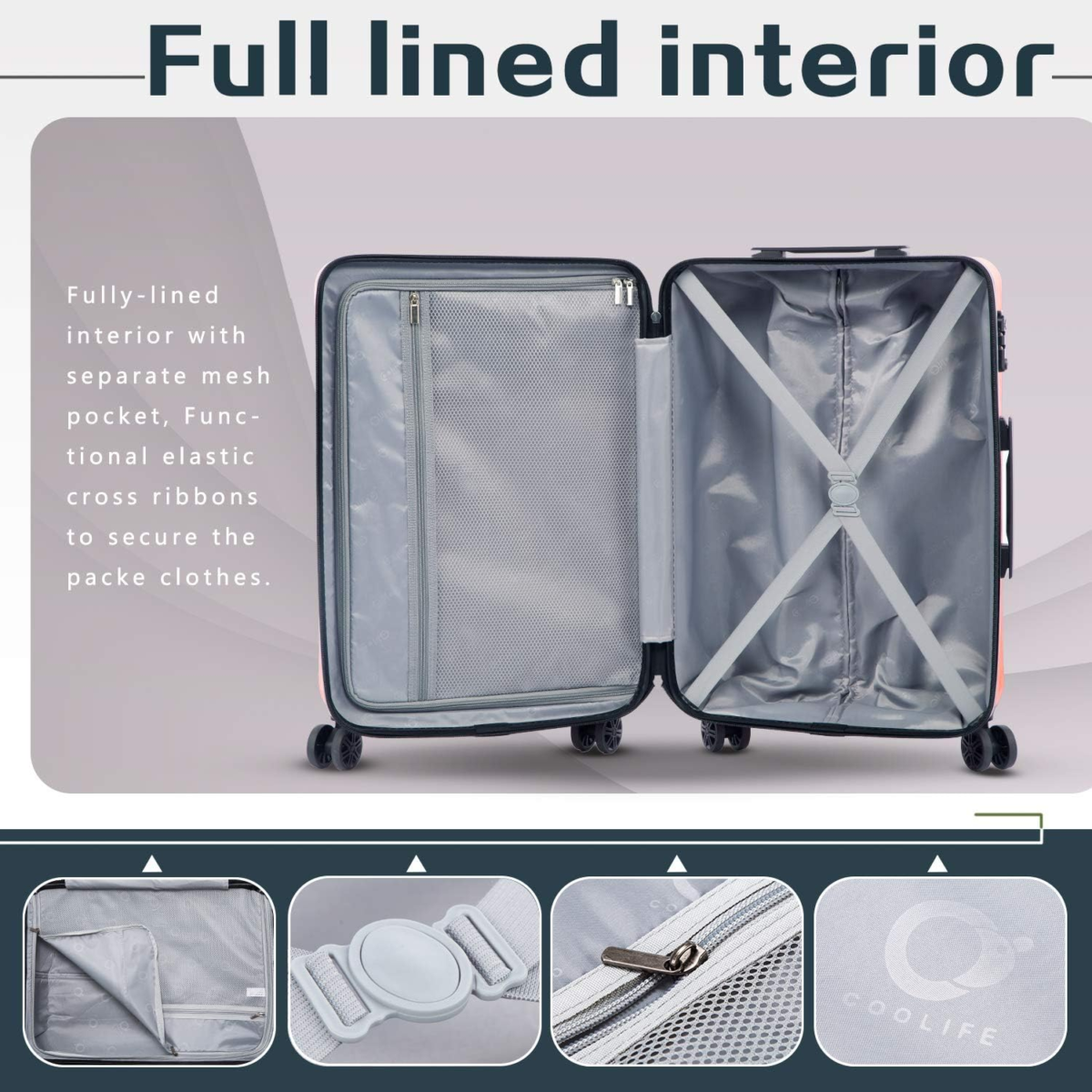 Luggage Expandable Suitcase PC+ABS 3 Piece Set with TSA Lock Spinner 20In24In28In - Image 6