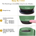 Nextmug - Temperature-Controlled, Self-Heating Coffee Mug (Sage - 14 Oz.) - Image 4